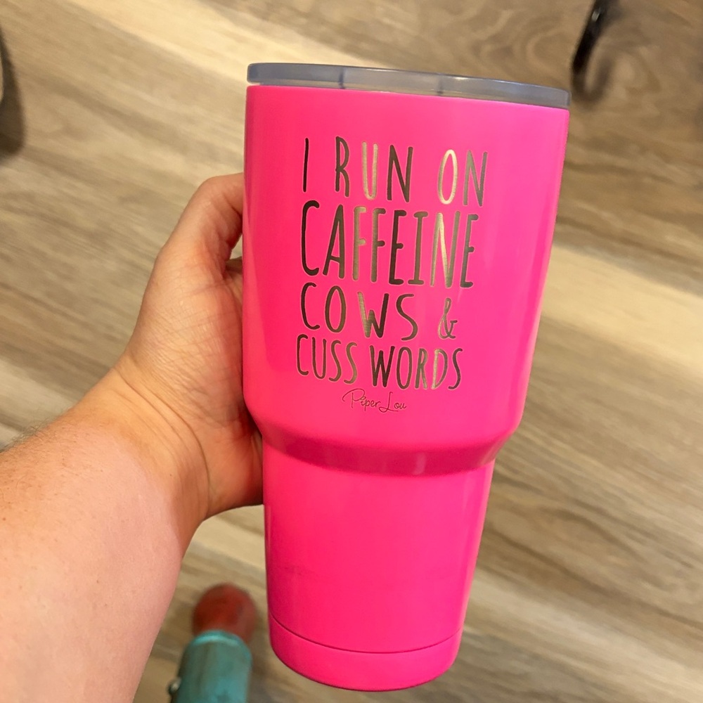 Piper Lou Pink Insulated Drink Tumbler - 'I Run on Caffeine'